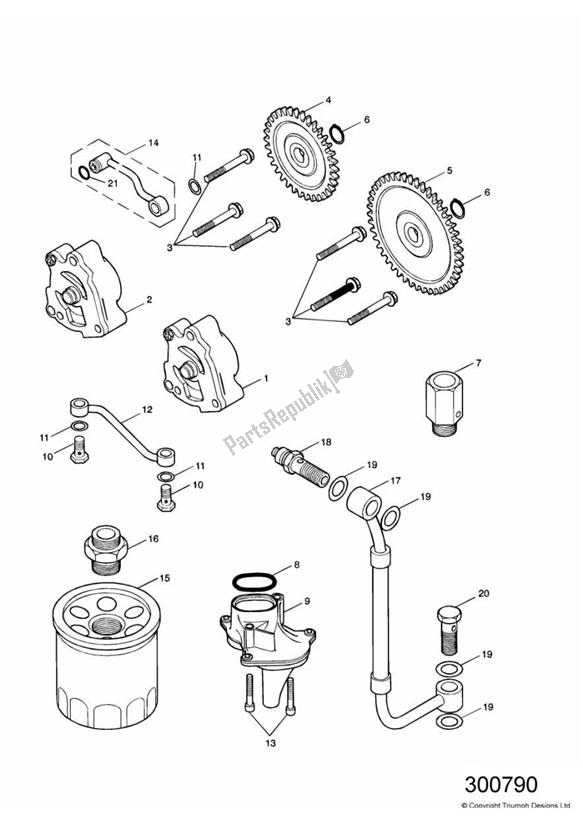 All parts for the Lubrication System of the Triumph America Carburettor 790 2002 - 2007